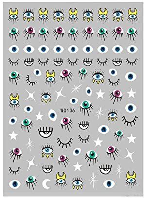 Nail Art Decoration Self Adhesive Sticker Nail Sliders DIY 3D Nail Stickers Abstract Line Pattern Evil Eye Design(WG134)
