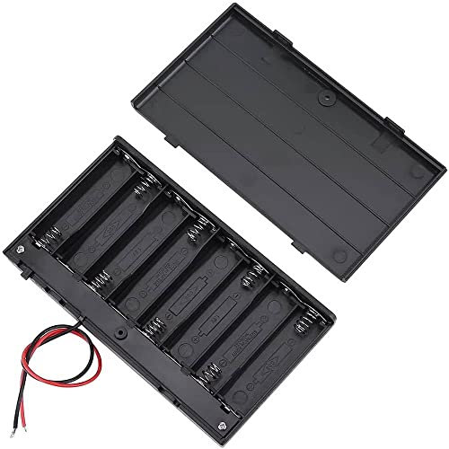 CABLEPELADO Portapilas con Interruptor ON/Off | Soporte de Batería AA | Incluye Cable de 200mm | Voltaje Total: 12V (1.5V por Pila) | Apto para 8 Pilas LR6 AA (FR6, HR6, LR6)