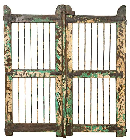 Biscottini Puerta de madera grande para exterior L90XPR3XH100 cm | Puerta de jardín de madera maciza y hierro | Puerta de madera para exterior