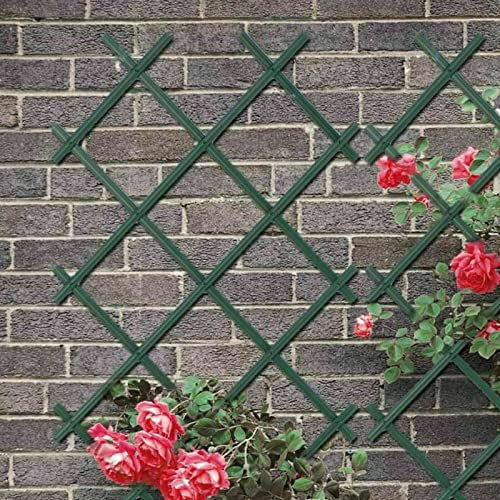 WILSONS DIRECT - Expanding Wall Trellis Garden Fence - Retractable Folding Plants Flowers Vines Climbing Support Panels - Garden Porch Lawn Yard Outdoor Wall Mounted Green PVC Trellis (100 x 200cm)