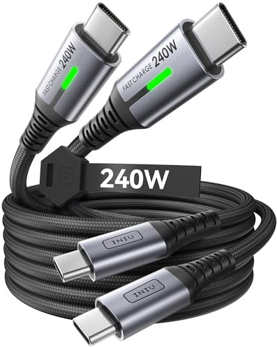 INIU Cable USB C de 240 W, [2 Paquetes de 2 m] PD Cable de Carga Rápida Para iPhone 16 15 Pro Max, Samsung Galaxy S23 S22, Pixel 7