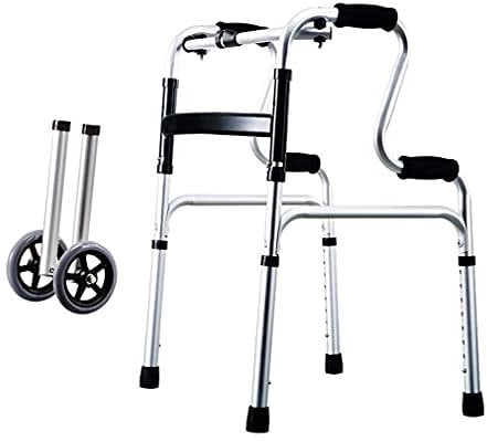 SIGOLY Gehgestell, Duschstuhl mit abnehmbarem Polster, Faltbare bariatrische Gehhilfe mit 2 Rädern, rollender Rollator, Gehgestell, höhenverstellbarer Gehstockhalter, platzsparend Marriage