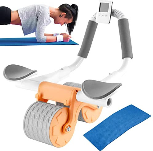 Automatischer Rebound-Bauchroller, Bauchtrainingsrad für das Fitnessstudio, Ab-Roller-Übungsrad mit dicker Kniepolstermatte, Doppelrad-Bauchrad-Haushalts-Bauchtrainer für Anfänger bei der Rumpfarbeit