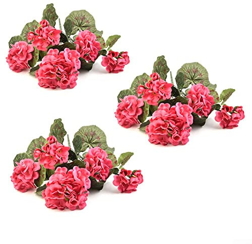 HEIBTENY Kunstblumen Pflanzen,Künstliche Geranie,Rot Rosa Blumen Pflanze Künstliche Pflanzen,Künstliche Blumes Für Hochzeit, Garten, Haus, Geschäft Verwenden.