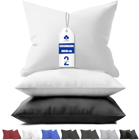 aboveBED Kissenbezug 40 x 40 (2er-Set), Weiß, Kopfkissenbezug 40x40 cm aus 100% Mikrofaser, Kissenbezug mit Reißverschluss, Weich und Atmungsaktiv, Waschbare