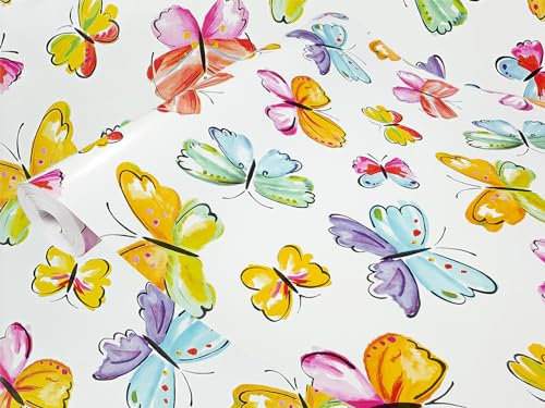 DecoMeister Vinilo Adhesivo Infantil Para Muebles Pared Cocina Papel Autoadhesivo Para Forrar En Rollo Motivo Mariposas Lámina Pegatina Decorativa Decoración Para Puertas Armarios 45x25 cm