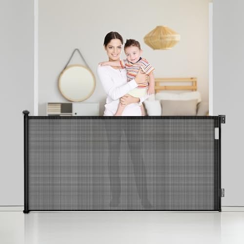 Ycozy Puerta Seguridad Bebé Retráctil 140cm Barrera Seguridad Niños Escalera Retráctil para Escaleras, Pasillos, Interiores y Exteriores