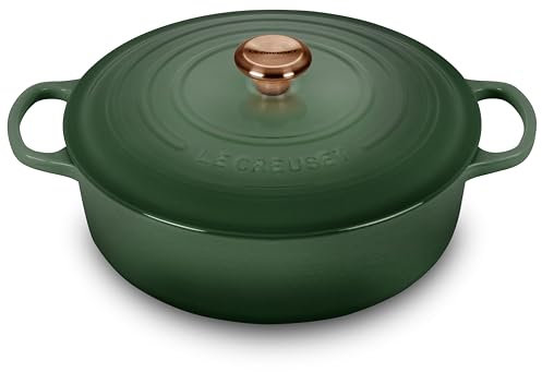 Le Creuset Signature 6.75-quart Round Wide Oven with Copper Knob - Enameled Cast Iron (Artichaut)