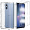 Cover Compatibile per Sony Xperia 5 V con 2 Pellicola Vetro Temperato, Morbido Silicone ed Antiurto Protettivo Bumper TPU Gel Smartphone Custodia Case - Trasparente