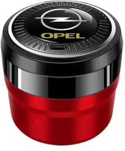 JOEBO Auto Aschenbecher Tragbarer Aschenbecher mit Deckel und LED für Opel Corsa Crossland Diplomat Frontera Grandland GT Insignia Kadett Karl Manta Meriva Mokka Autoteile,Red