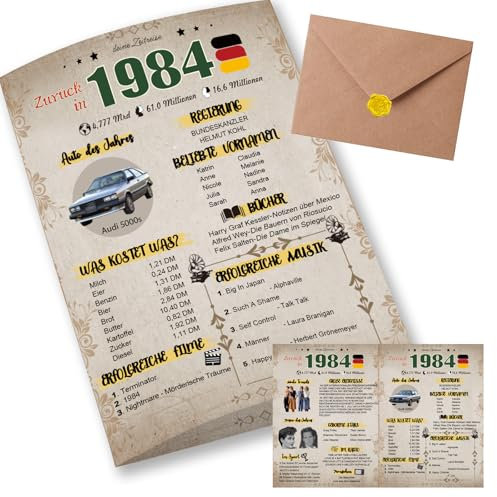 Sugeru Besondere Geburtstagskarte 41 mit Umschlag | 1984 Jahrgang Geschenk | 41 geburtstag frau mann | Sechzigsten Geburtstagsdeko lustig,Tolle Geschenkidee,Chronik,Karte,Jubiläum- DIN A5 (41 Jahre)