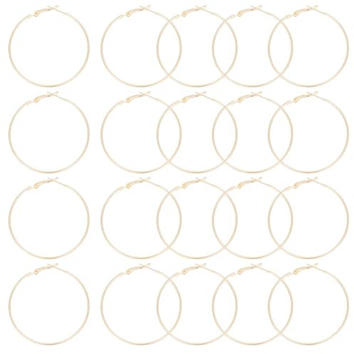 Beebeecraft 1 Box 20 Stück Creolen Ohrring Zubehör 18 Karat Vergoldetes Messing 50 mm Ring Ohrring Draht Creolen Ohrring Für Schmuckherstellungszubehör