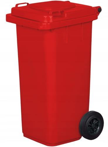 gardivo Mülltonne 120 Liter Abfalltonne Reststofftonne Mülleimer mit 2 geräuschlosen Rädern, Klappdeckel mit zwei Griffen, großer Abfalltonne, stabiler Kunststoff-Mülleimer (Rot)