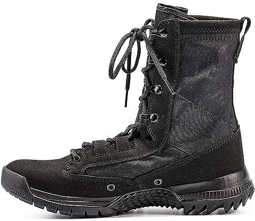 Botas Tácticas Hombres Militar Impermeable Bota Patrulla Ejército Botas Altas con Cordones Acampar Al Aire Libre Senderismo Bota Combate Desierto Zapatos de Trabajo Seguridad,Black-41EU