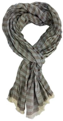 Rotfuchs Baumwollschal Damenschal Herrenschal knitterlook Streifenmuster in braun grau Made in Germany