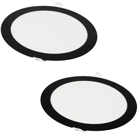 Jandei - Pack 2x Downlight LED 18W Redondo, Empotrable, 1440 Lum, Interior IP20, Marco Acabado Negro, Hueco Corte Ø 200-Ø 205 mm, Extraplano 13mm, Transformador Incluido (Blanco Neutro 4200k)