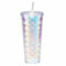 VEIYI Trinkbecher 710ml Doppelwandiger Becher Wasserbecher Meerjungfrauen-Waage Kaffeebecher Auslaufsichere Trinkflasche Groß Travel Tumbler mit Strohhalm und Deckel (J)