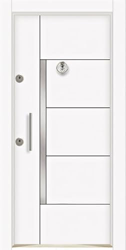 Porta blindata Portone Blindato Porta Ingresso 90x200 con Spioncino Serratura Bianca PL61 (interna destra)