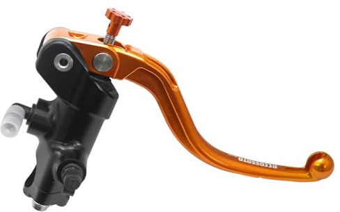 Pompa Freno - Lavorata CNC - 16x18 Con Corpo Pompa Anodizzato, Leva Fissa Lunga Arancione (Pomello+Leva) per KTM TC (CC 300) 2T 2023-2025
