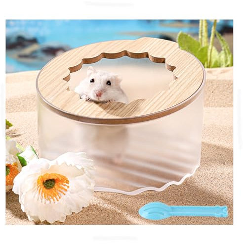 Marchul Hamster Sand Bath Container, Hamster Sand Bath Box with Cleaning Scoop, Transparent Hamster Bathtub Bathroom Toilet, Easy to Clean, Hamster Litter Box for Dwarf Hamster,Syrian Hamster, Gerbil