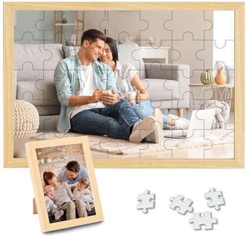 Xtuleath Puzzle Personnalisé Photo Puzzle Personnalisable Avec cadre photo en bois inodore Une Large Gamme de Styles à Choisir（(Le nombre de puzzles varie de 35 à 1000)