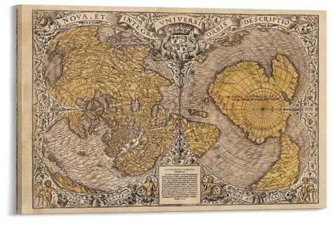 1531 Poster con mappa del mondo in legno su tela, stampa artistica da parete, decorazione moderna per la casa, 40 x 60 cm