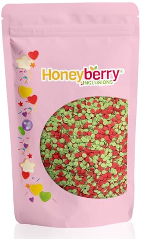 HONEYBERRY INCLUSIONS Christmas Confetti Sprinkles 200g (Green and Red) - Premium Edible Decorating Christmas Sprinkles for Baking, Cupcake and Cake Decorations, Ice Cream and Dessert Toppers