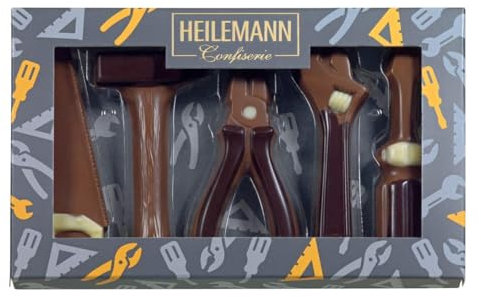 Heilemann Schoko Geschenkverpackung Werkzeuge Edelvollmilch 100g