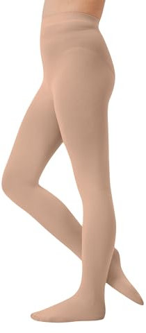 CozyWow Strumpfhose mädchen Halb-blickdichte Ballett Strumpfhose Microfaser Tanzstrumpfhose mit Fuß Naturfarbe 6-8 Jahre