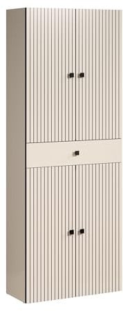 trendteam smart living - PureBliss - Hochschrank breit - Kashmir Hellgrau - Rillenoptik - 1 Schublade + 4 Einlegeböden - (BxHxT) 70 x 186 x 31cm - Badschrank mit edlen Metallgriffen
