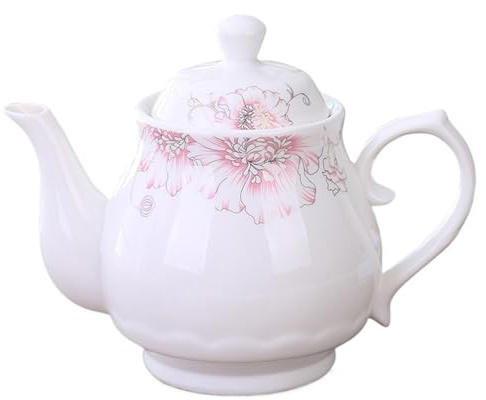 Keramik-Teekanne, Kaffeekanne, Wasserkanne, Blumentee-Teekanne | Mit losen Blättern, Teekanne aus weißem Porzellan for zu Hause, europäisches Teeservice for das Heimbüro fo(1000ML)