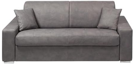 Vente-unique-Schlafsofa 3-Sitzer - Liegefläche: 140 cm - Matratzenhöhe: 14 cm - Stoff - Grau - EMIR