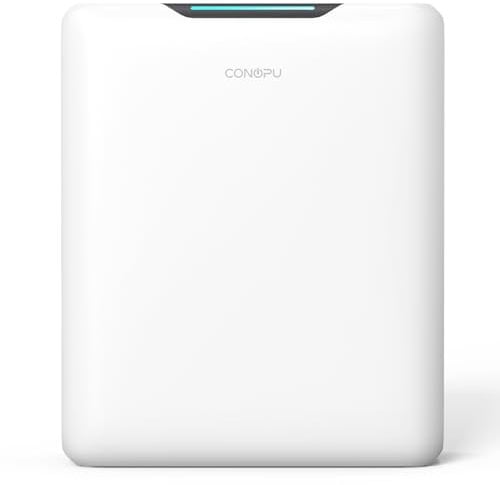 CONOPU Deshumidificador 3000ML, Deshumidificador Silencioso, Semiconductores Dobles, Modo Noche a 30 dB, Deshielo Automático, 1,3 kWh/Día, Temporizador de 24h, Apagado Automático (White & Black)