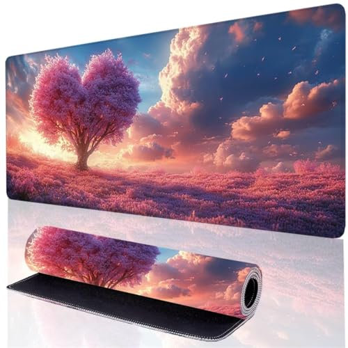 Arbre Tapis de Souris 1000x400x3mm, Tapis Bureau RoseImperméable et Antitache, Mouse Pad Améliore la Précision et la Vitesse, Antidérapante Base sous Main Bureau pour Gamer, Ordinateur, Cadeau HP-2