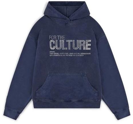 ORANDESIGNE Hommes Femmes Crystal Hoodies Baggy Sweat à Capuche Sport Décontracté Imitation Diamant Sweatshirt Manche Coupe Pull Ample XS A Bleu Foncé