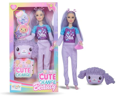 FUNFY Puppen Set 11 Gelenke Mädchen Puppen mit Tiermasken, 29 cm Modepuppe aus Kunststoff, Beweglich, Mehrfarbig, Sammelpuppe Spielzeug für Kinder