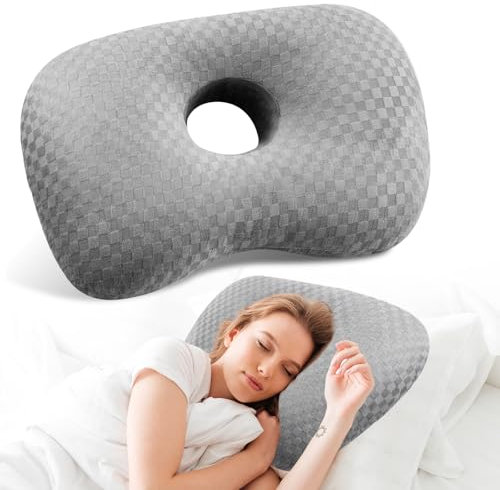 Piercing Ear Hole Pillows, Piercing Kissen Mit Loch, Piercing Pillow, Ohrlochkissen, Ohrkissen Zum Schlafen, Kopfkissen Nackenschmerzen Für Seitenschläfer Zur Schmerzlinderung Bei Ohrschmerzen (Grau)