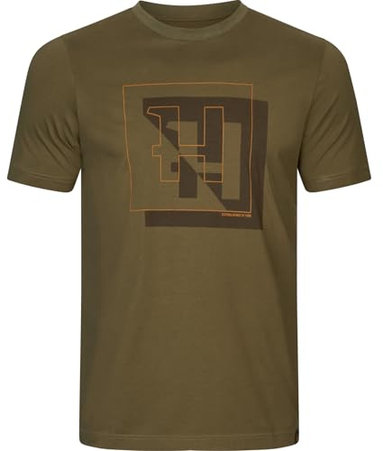 Härkila H-Logo Short Sleeve T-Shirt for Men, 100% Cotton Outdoor T-Shirt, Stretchable Crew Neck Hunting & Hiking Shirt with Logo Print, Lightweight Casual Wear
