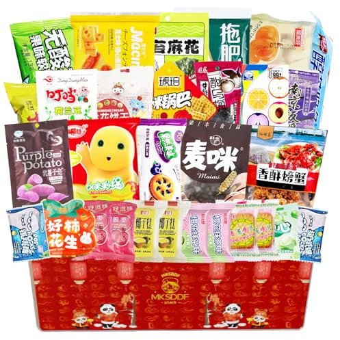 25+ Asian Snack Gift Box (Popping Candy, Gummy, Rice Cakes, Preserved Fruits) | Low-Sugar & Sour Options Spicy, Sweet, Salty| Party, Childhood Nostalgia,Holiday Birthday Corporate Gifts Hamper