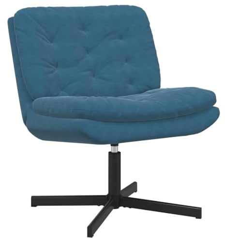 vidaXL Swivel Relaxing Chair Blue 63 x 75 x 76 cm Velvet, Living Room, Modern Ergonomic Swivel Chair, Relaxing Indoor Lounge Seat, Plush Velvet Comfortable Home Furniture