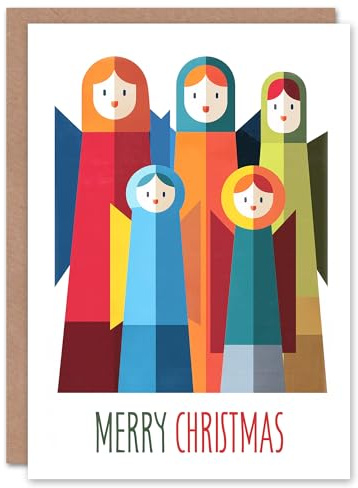 Artery8 Christmas Card Colourful Angels Abstract Geometric Design