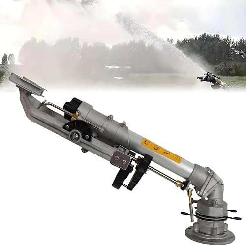 Farm Bewässerungssprinkler, 5.1 cm Automatischer Big Rain Gun Sprinkler, 360° Langsame Geschwindigkeit Rotation mit 5 Ersatzdüsen Set, für industrielle Staubentfernung und landwirtschaftliche