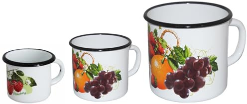 Tazza Smaltata da 1 litro, Diametro ca. 12 cm, Stile retrò