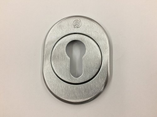 BOCCHETTA ROSETTA PER PORTA PORTONE BLINDATO, PIASTRINA PER CILINDRO EUROPEO alluminio anodizzato argento F1 82X62 COMPLETA DI VITI DI FISSAGGIO SECUREMME