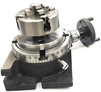 Quality Precision HV Drehtisch mit kleinem Bohrfutter und Rückplatte + T-Muttern zum Fräsen von Drehmaschinen (10,2 cm/100 mm) mit 70 mm 4 Backen Bohrfutter)