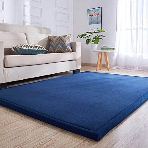 Loartee Samtmatte Teppich Matte,Kinderteppich Krabbeldecke Groß,3cm Dick Krabbelteppich,Gymnastik Teppich,für Baby,Kinderzimmer,Schlafzimmern(Dunkelblau,150x200cm)