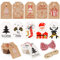 Koogel Weihnachten Kraftpapier Etiketten, 100 Stück 10 Verschiedene Designs Geschenkanhänger Etiketten mit 20M Schnuren für Weihnachten Dekoration 7 x 4.5cm