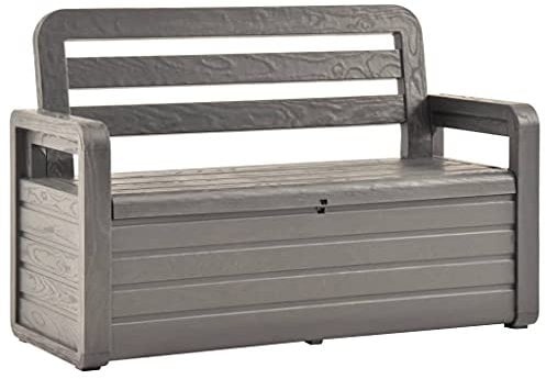 Gartenbank mit Stauraum | Kunststoff Parkbank | Outdoor Sitzbank | Balkonbank | 132,5 cm Kunststoff Anthrazit