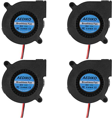 AEDIKO 4pcs 5015 Blower Fan 5015 Hydraulic Bearing 50x15mm Turbine Turbo - High Speed (12V)