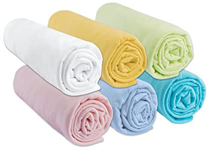 Lot de 6 Draps Housse 50x100 Berceau Lit Bébé | 100% Coton Jersey | Multicouleur | Extensible & Respirant | Sommeil sain | Marque Easy dort | Oeko-Tex | Fabriqué en Europe (50x100)